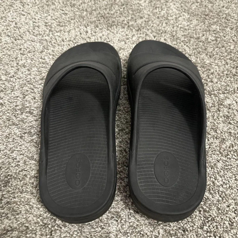 Oofos Ooahh Slide Sandals Men’s Size 12 Black Recovery Comfort Slip On GUC